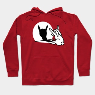 Funny rabbit shadow hand ROCK music HARD ROCK fan Metal Hoodie